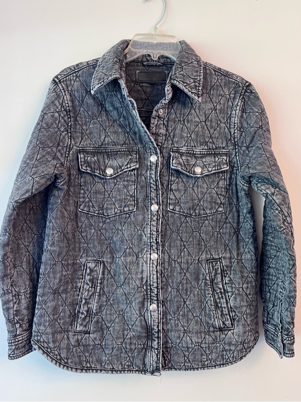 NWOT Blank NYC quilted Button-Up Jacket in Acid Washed Black- 100% cotton